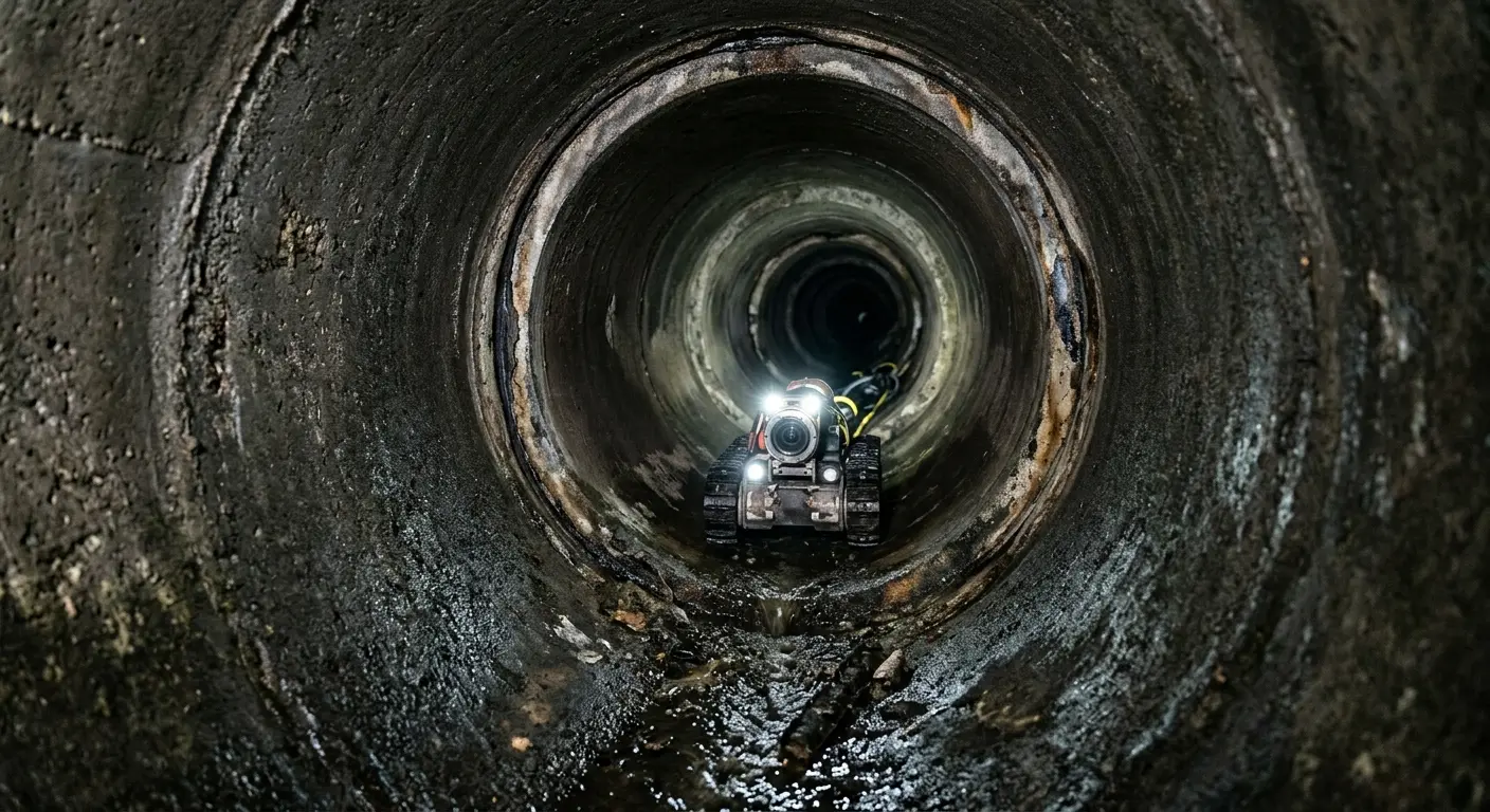 Robotic sewer camera inspecting pipe interior for Sewer Line Repair in Earl